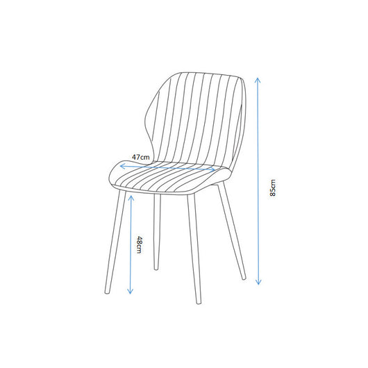 Set di 4 Sedie Jole In Tessuto Grigio Gambe In Metallo Nere Dimensione 47x58x85cm