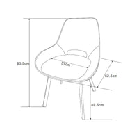 Set di 4 Sedie Krystal In Tessuto Grigio Dimensione 63x57x82cm