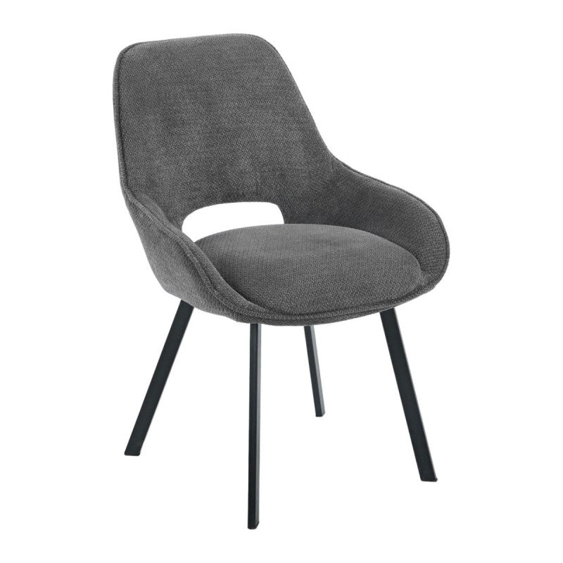 Set di 4 Sedie Krystal In Tessuto Grigio Dimensione 63x57x82cm