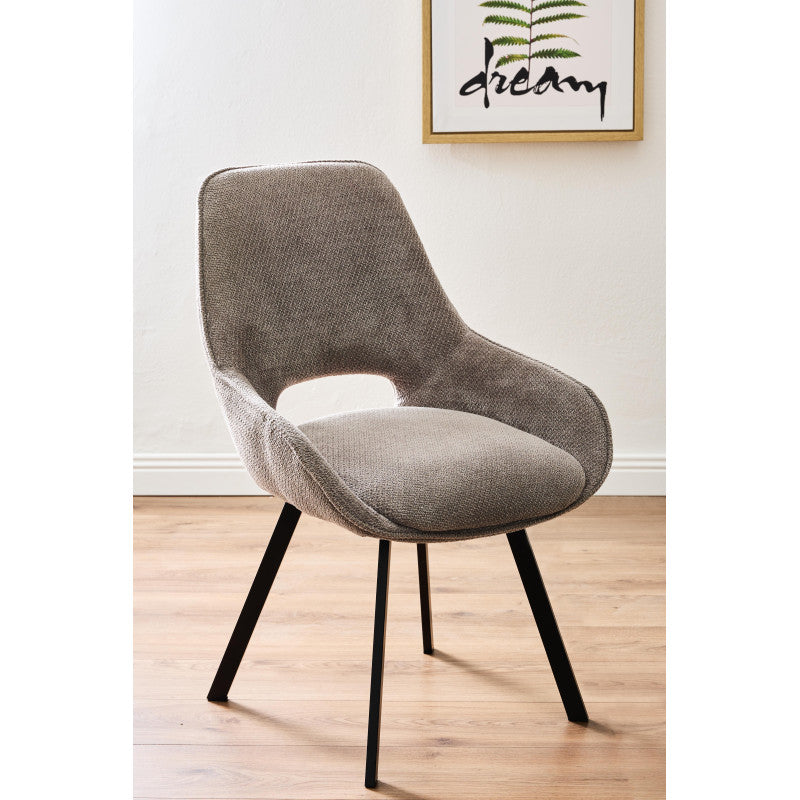 Set di 4 Sedie Krystal In Tessuto Marrone Dimensione 63x57x82cm