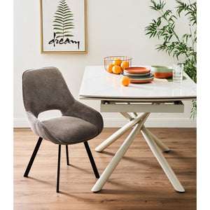 Set di 4 Sedie Krystal In Tessuto Marrone Dimensione 63x57x82cm