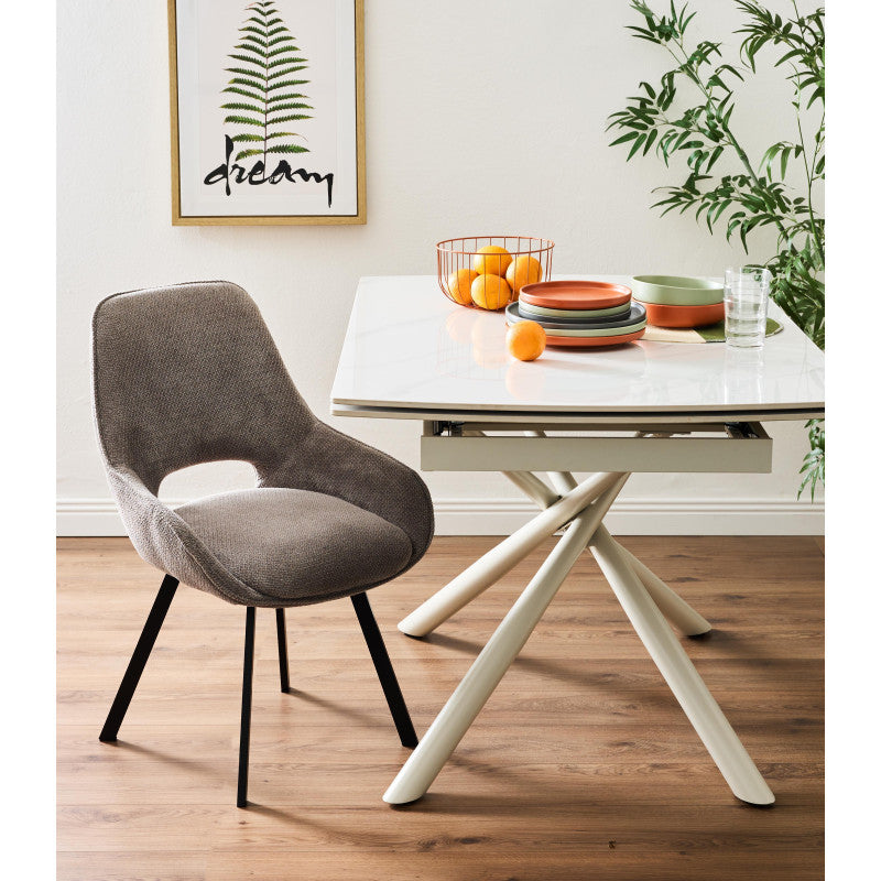 Set di 4 Sedie Krystal In Tessuto Marrone Dimensione 63x57x82cm