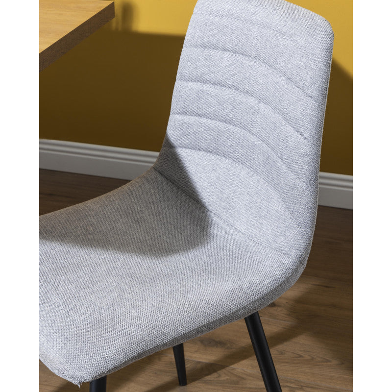 Set di 4 Sedie Livia In Tessuto Grigio Scuro Gambe Nere Dimensione : 45x52 5x88 Cm