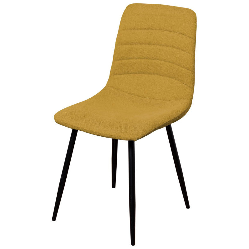 Set di 4 Sedie Livia In Tessuto Senape Gambe Nere Dimensione : 45x52 5x88 Cm
