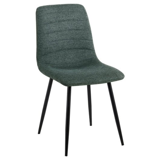 Set di 4 Sedie Livia In Tessuto Verde Scuro Gambe Nere Dimensione : 45x52 5x88 Cm