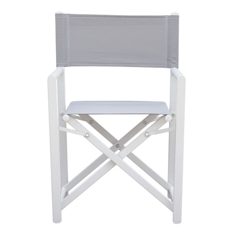 Set Di 4 Sedie Regista Paros Alluminio Bianco/Text Grigio Chiaro Moia