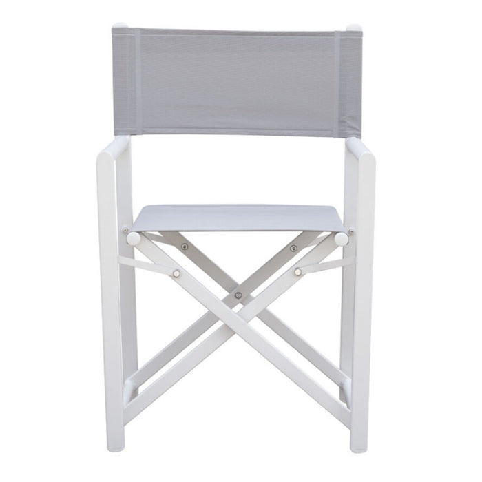 Set Di 4 Sedie Regista Paros Alluminio Bianco/Text Grigio Chiaro Moia