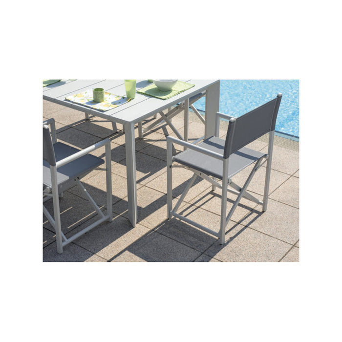 Set Di 4 Sedie Regista Paros Alluminio Bianco/Text Grigio Chiaro Moia