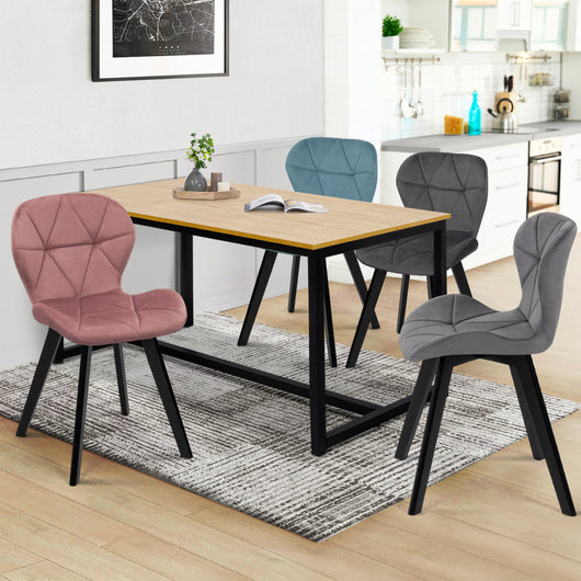 IDMarket - Set di 4 sedie ROBINE in velluto pastello nei colori blu, grigio chiaro, grigio scuro e rosa