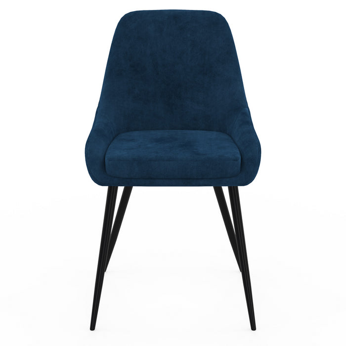 IDMarket - Set di 4 sedie THALYA in velluto blu con braccioli