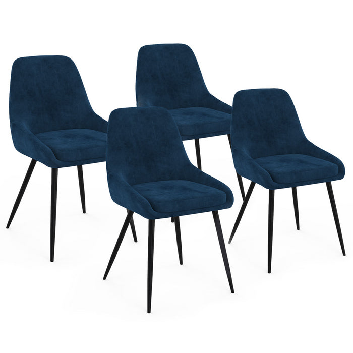 IDMarket - Set di 4 sedie THALYA in velluto blu con braccioli