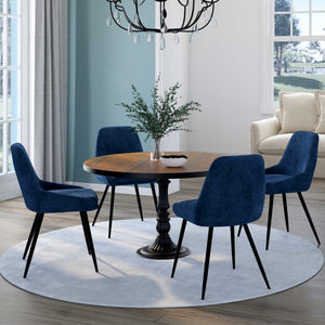 IDMarket - Set di 4 sedie THALYA in velluto blu con braccioli