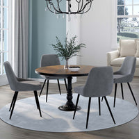 IDMarket - Set di 4 sedie THALYA in velluto grigio chiaro con braccioli