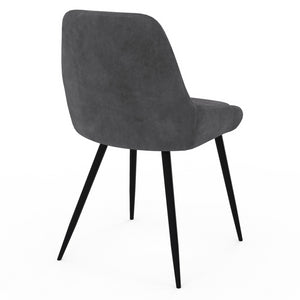 IDMarket - Set di 4 sedie THALYA in velluto grigio scuro con braccioli