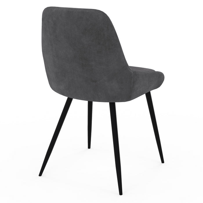 IDMarket - Set di 4 sedie THALYA in velluto grigio scuro con braccioli