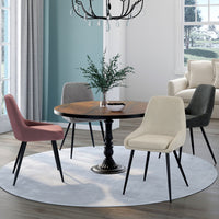 IDMarket - Set di 4 sedie THALYA in velluto misto crema, grigio chiaro, grigio scuro e rosa con braccioli