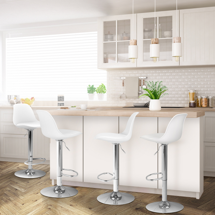 IDMarket - Set di 4 sgabelli da bar design bianco KARL