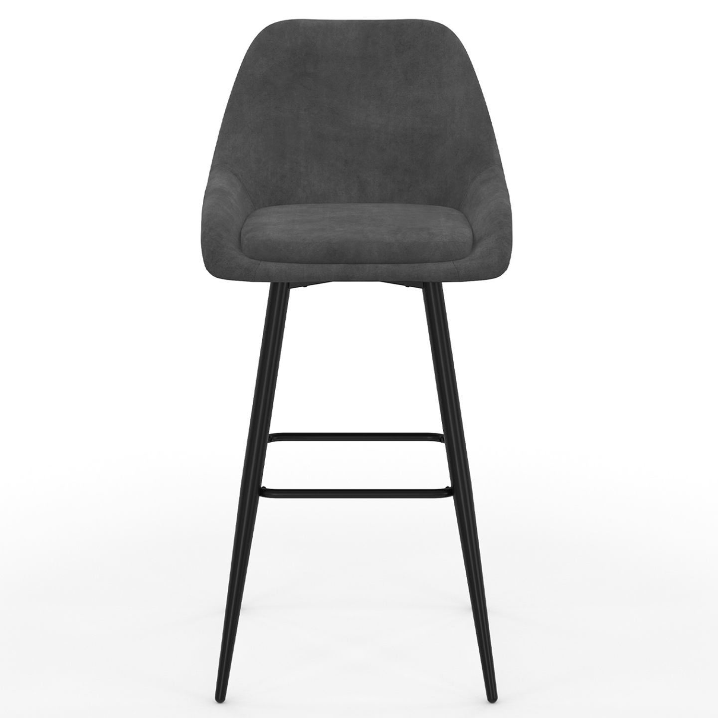 IDMarket - Set di 4 sgabelli da bar THALYA in velluto grigio scuro con mezzi braccioli