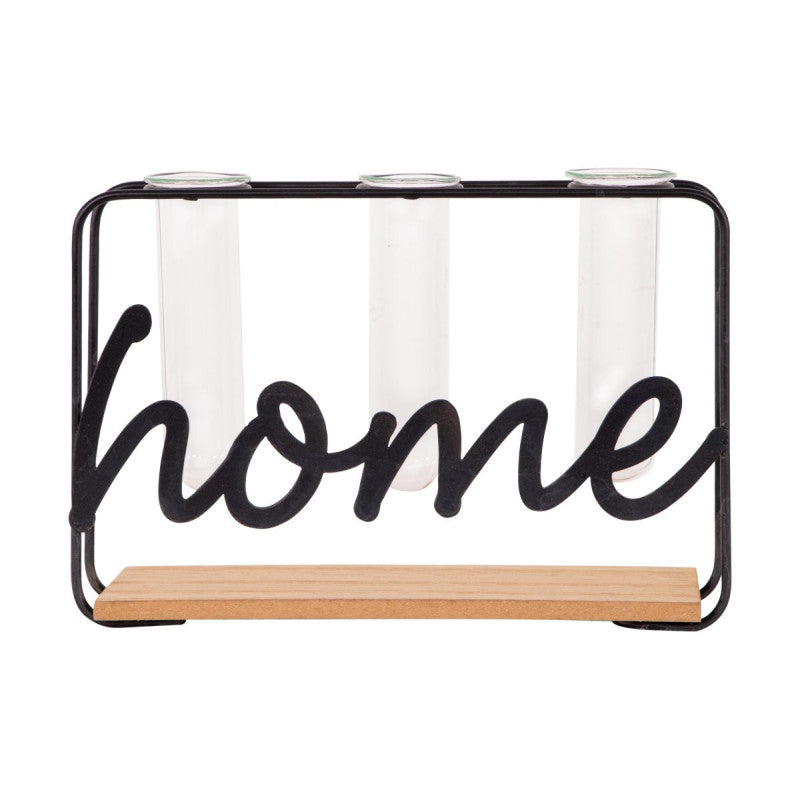 Set di 4 Soliflore 3 Posti Con Scritta Decor Home 20x6x13,5 Cm