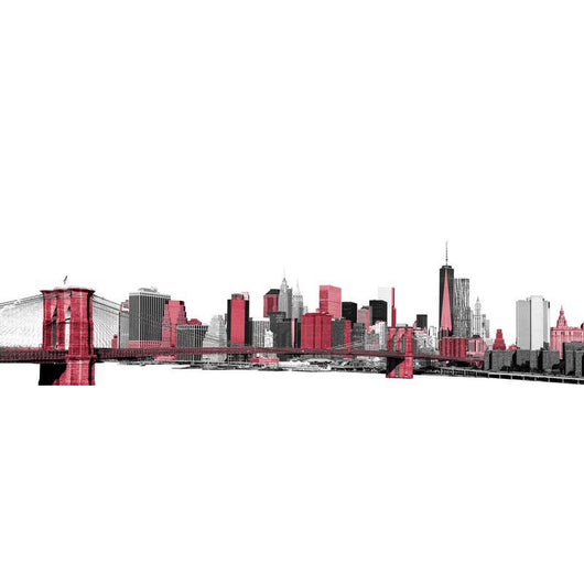 Set di 4 Stampe Su Canvas Pop Skyline 45x140 Cm