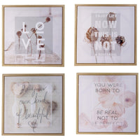 Set di 4 Stampe Su Tela 60x60 Assortiti Beige