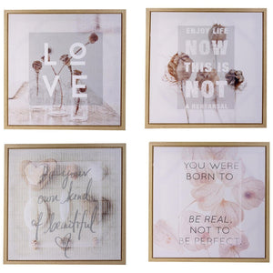 Set di 4 Stampe Su Tela 60x60 Assortiti Beige
