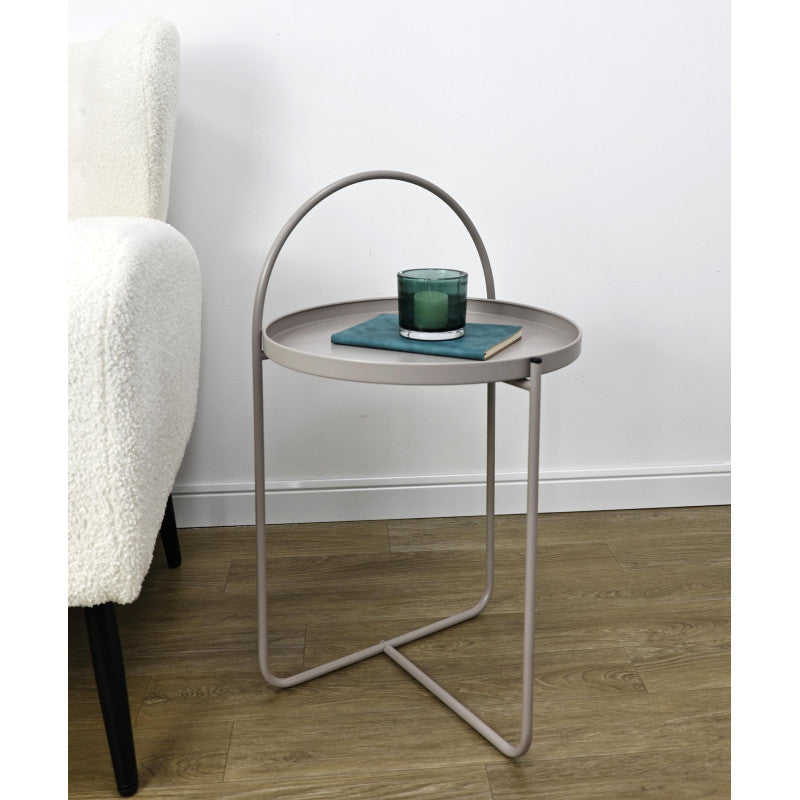 Set di 4 Tavolini Arky 41x41x66cm In Metallo Tortora