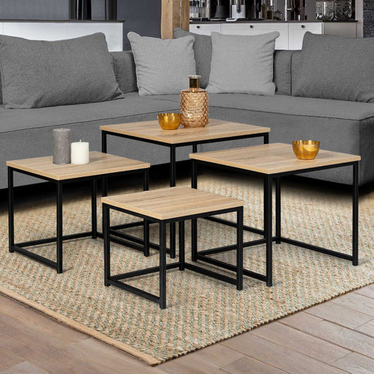 IDMarket - Set di 4 tavolini di design industriale DETROIT 35/40/45/50