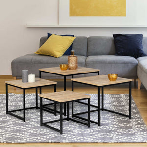 IDMarket - Set di 4 tavolini di design industriale DETROIT 35/40/45/50