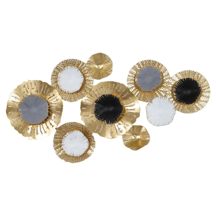 Set di 4 Wall Deco 3d Flair In Metallo 63x33x3,5 Oro/nero