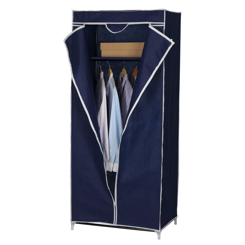 Set di 5 Armadi In Tessuto Tnt Con Ripiano 70x45x160 Cm Blu