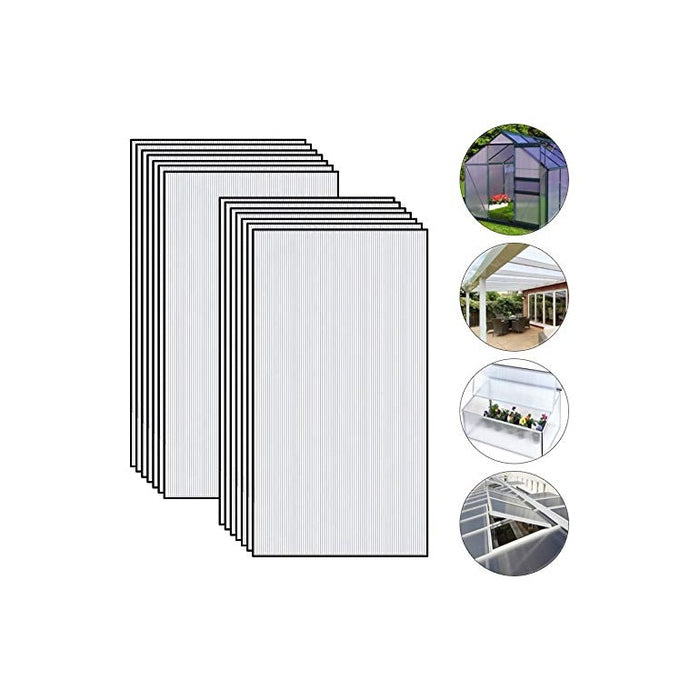 Set di 5 lastre policarbonato alveolare spessore 6 mm 122.5 x 23.5 cm Trasparente