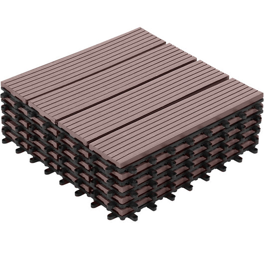 IDMarket - Set di 5 piastrelle per decking in legno composito WODHY, color tortora