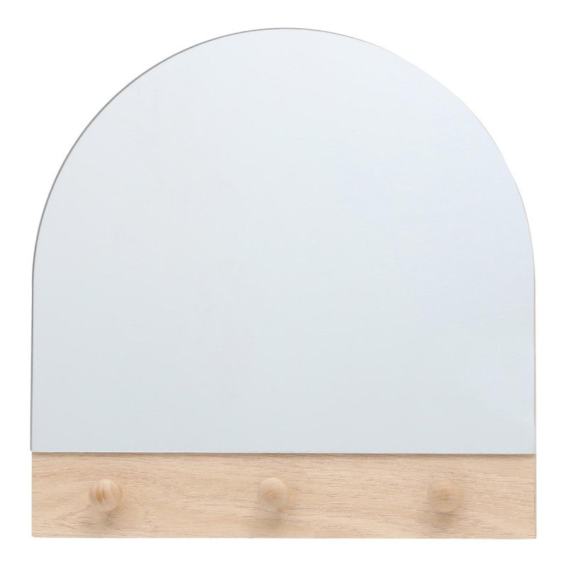 Set di 6 Appendiabiti/specchio Da Parete Con 3 Ganci Arcade 30x30 Naturale