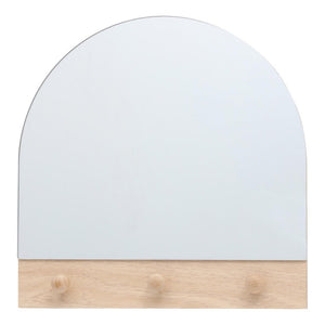 Set di 6 Appendiabiti/specchio Da Parete Con 3 Ganci Arcade 30x30 Naturale