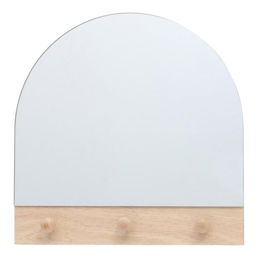 Set di 6 Appendiabiti/specchio Da Parete Con 3 Ganci Arcade 30x30 Naturale