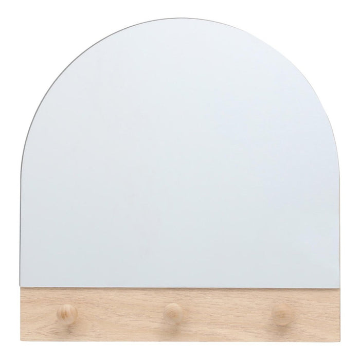 Set di 6 Appendiabiti/specchio Da Parete Con 3 Ganci Arcade 30x30 Naturale