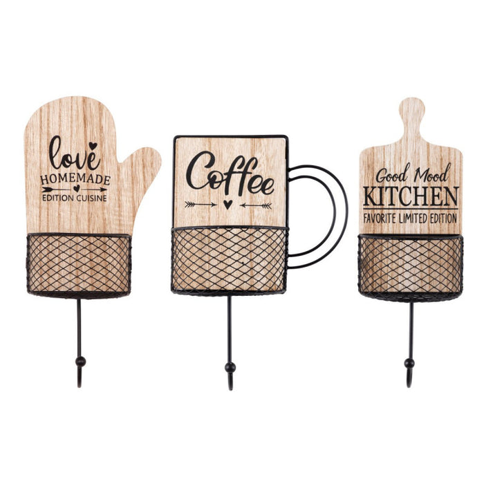 Set di 6 Appendini 1 Gancio Home Kitchen Mdf/metallo Assortiti