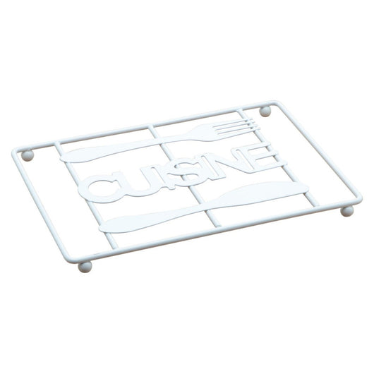 Set di 6 Appoggiapentole Rettangolare Cuisine Bianco 22x15 Cm Filo Metallico