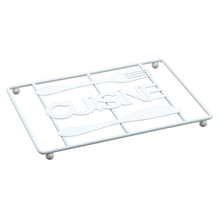 Set di 6 Appoggiapentole Rettangolare Cuisine Bianco 22x15 Cm Filo Metallico