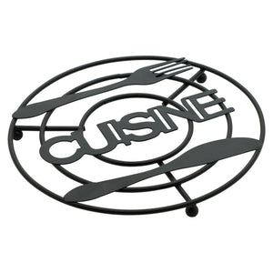 Set di 6 Appoggiapentole Tondo Cusine Nero Ø 20 Cm Filo Metallico