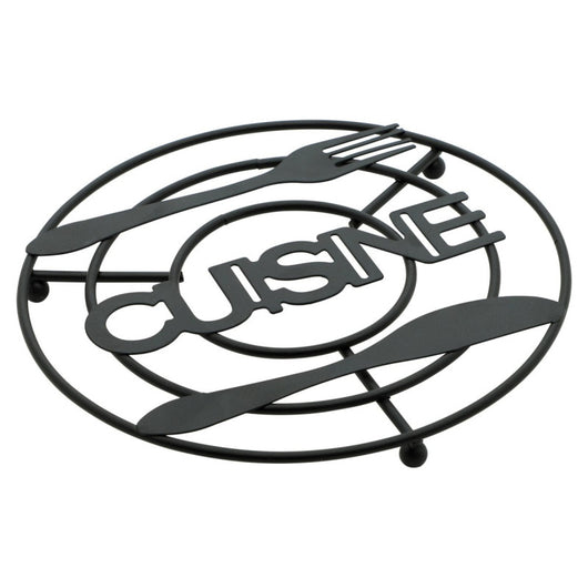 Set di 6 Appoggiapentole Tondo Cusine Nero Ø 20 Cm Filo Metallico