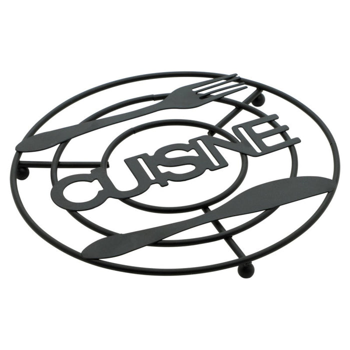 Set di 6 Appoggiapentole Tondo Cusine Nero Ø 20 Cm Filo Metallico