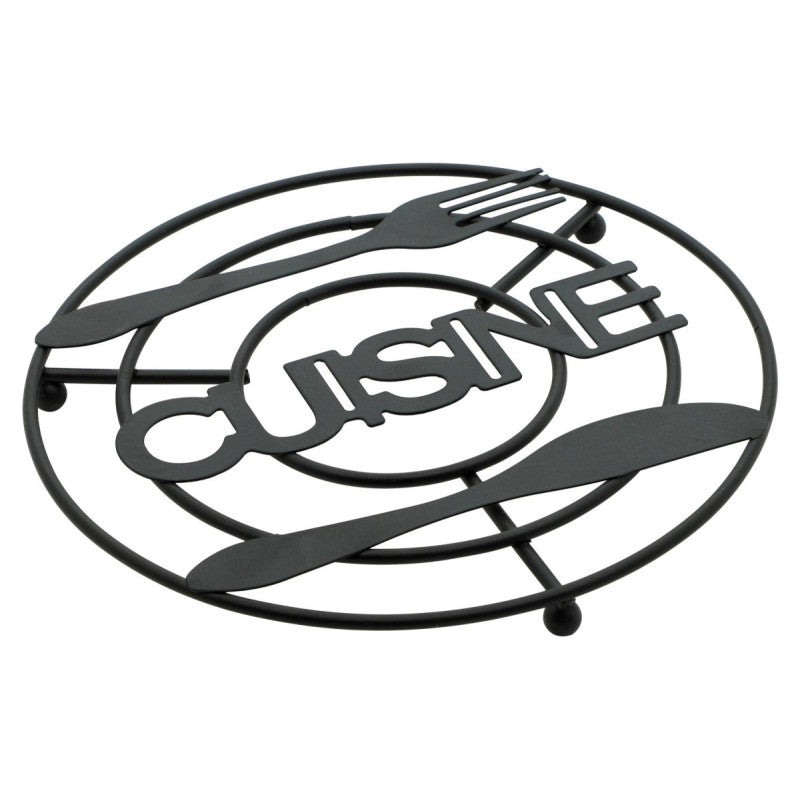 Set di 6 Appoggiapentole Tondo Cusine Nero Ø 20 Cm Filo Metallico