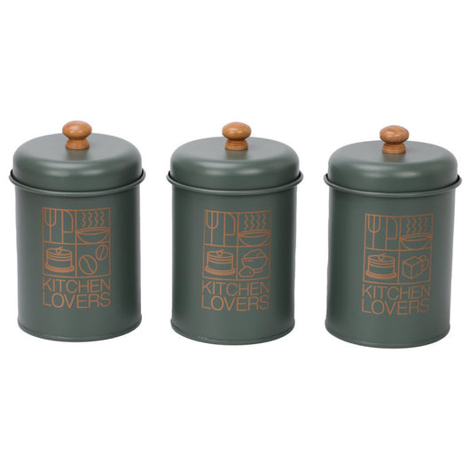 Set di 6 Barattoli Green Metal Decorazione Ass C c 1000 In Latta Colorata E Decorazione Oro