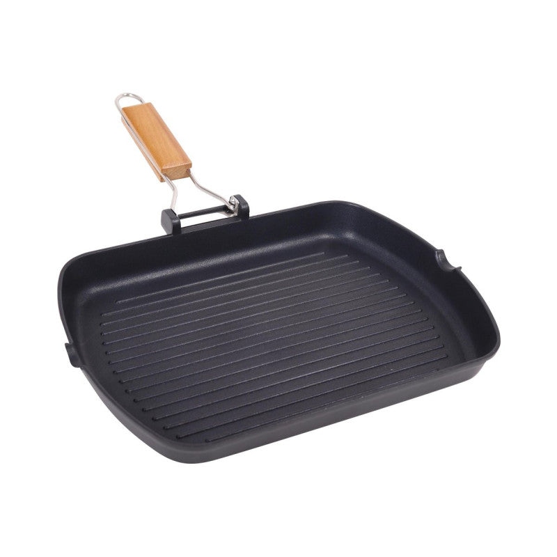 Set di 6 Bistecchiere 26x36 Cm Zephyr In Alluminio Pressofuso Con Manico Pieghevoli