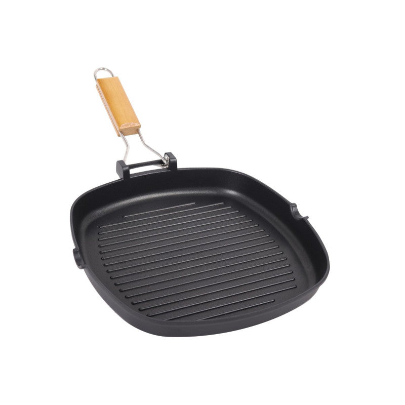 Set di 6 Bistecchiere 28x28 Cm Zephyr Alluminio Pressofuso Con Manico Pieghevole