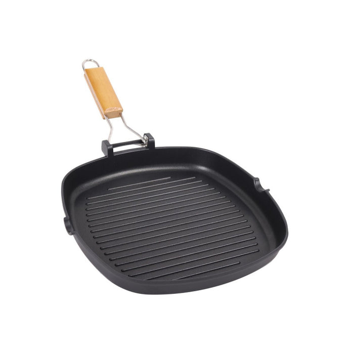 Set di 6 Bistecchiere 28x28 Cm Zephyr Alluminio Pressofuso Con Manico Pieghevole