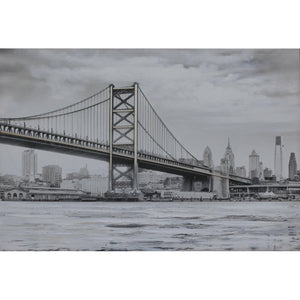 Set di 6 Canvas Con Applicazioni In Metallo Effetto 3d 80x120 Cm Bridge