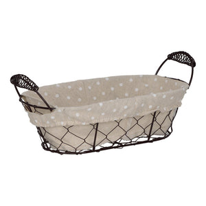 Set di 6 Cestini Ovale 26x13 Pois In Filo Di Ferro